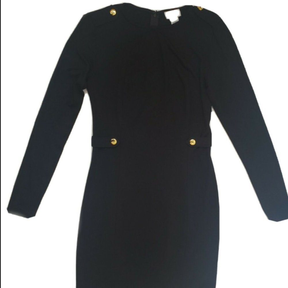 Carmen Marc Valvo Women Black Dress Long Sleeve Sm